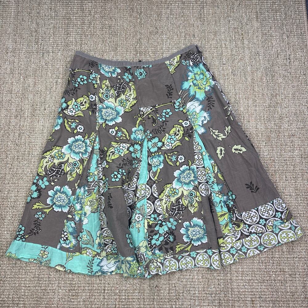 🌿 Nic + Zoe | Size 12 | Grey Mixed Floral Print Pleated Skirt